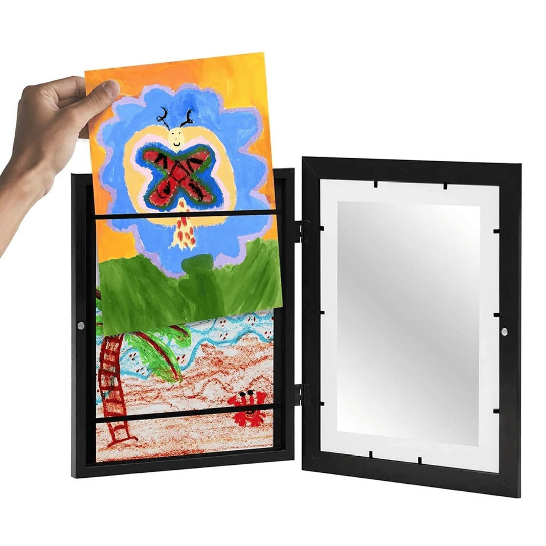 Large Capacity Rotating Art Display Frame for Children's Artwork, Holds 150 Pieces