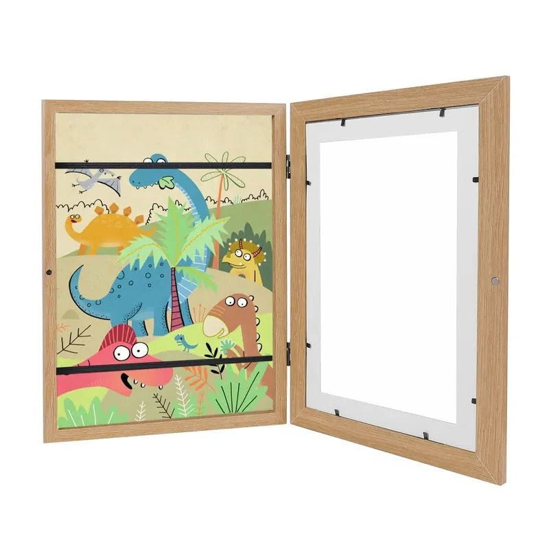 Large Capacity Rotating Art Display Frame for Children's Artwork, Holds 150 Pieces