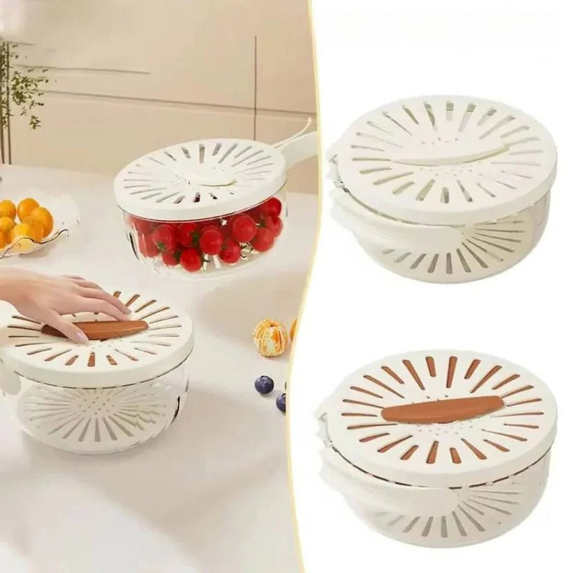 Dual Function Colander and Mixing Bowl Set with Removable Strainer Basket