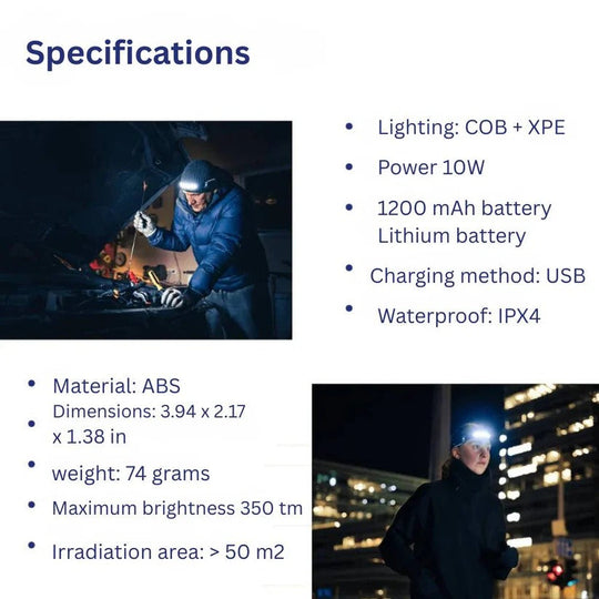 Rechargeable Motion Sensor Head Torch with Adjustable Beam and High Lumen Output