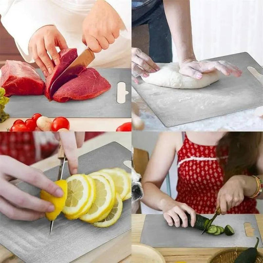 Titanium Coated Cutting Board with Non-Slip Base and Juice Groove