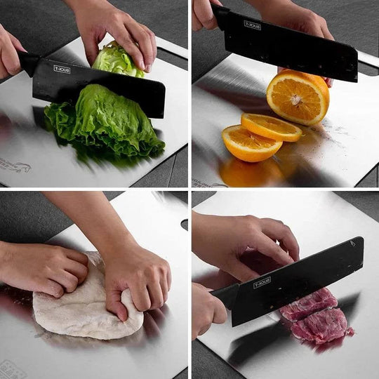 Titanium Coated Cutting Board with Non-Slip Base and Juice Groove