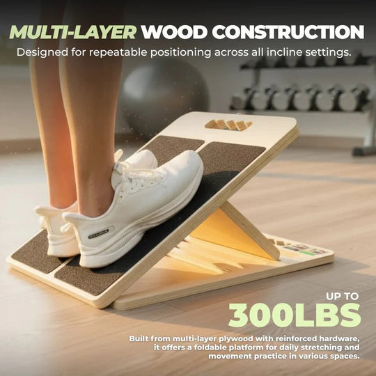 Adjustable Wooden Slant Board with 5 Angles for Stretch Sessions
