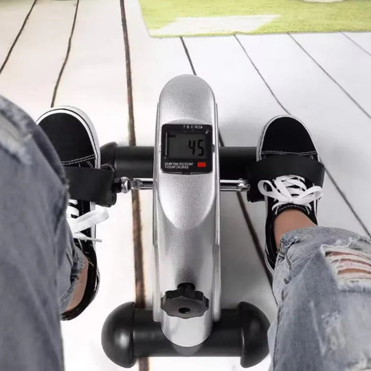 Mini Stationary Foot Cycle with Variable Resistance and LED Display for Seated Workout