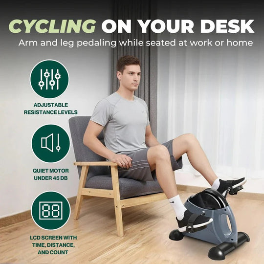 Mini Stationary Foot Cycle with Variable Resistance and LED Display for Seated Workout