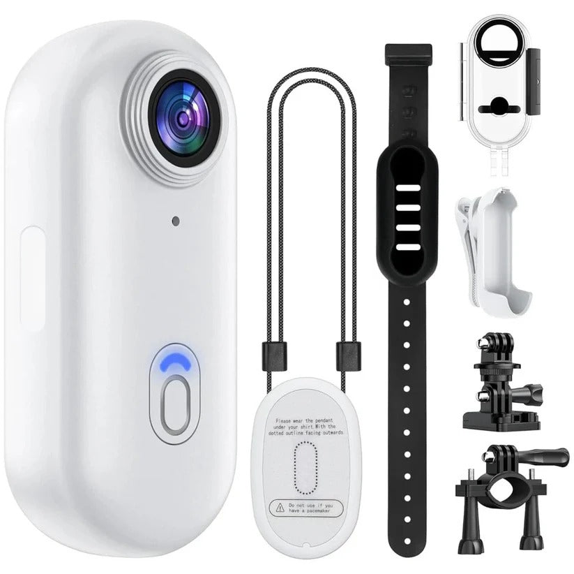Compact 4K Wearable Action Camera with Waterproof Body and 128GB Internal Memory