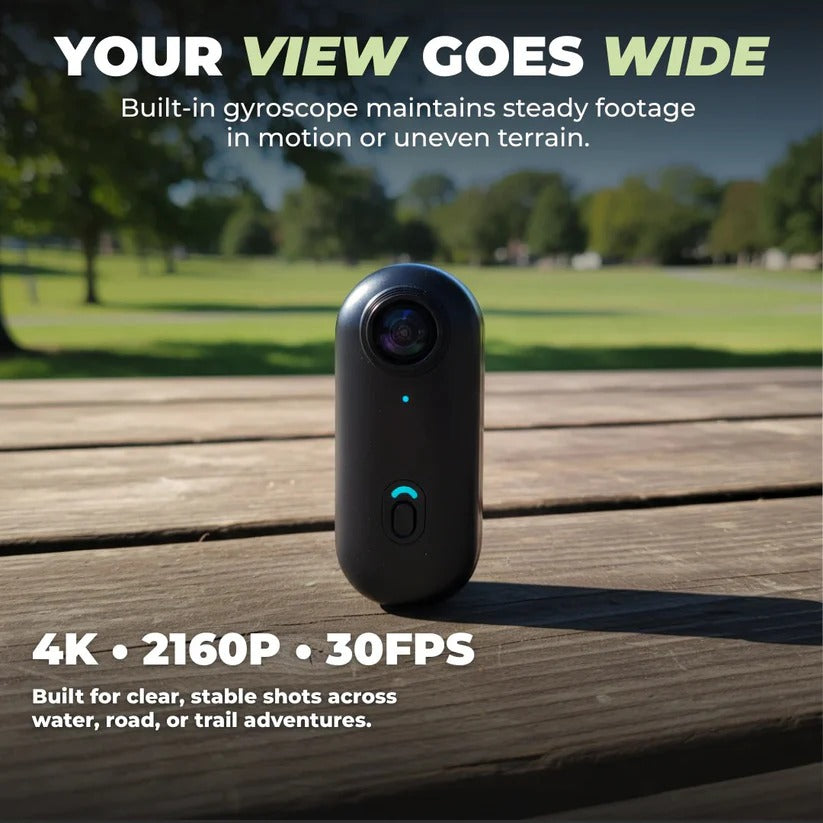 Compact 4K Wearable Action Camera with Waterproof Body and 128GB Internal Memory