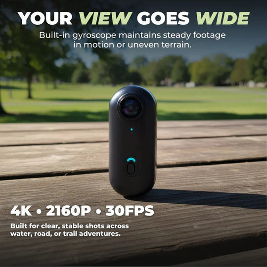 Compact 4K Wearable Action Camera with Waterproof Body and 128GB Internal Memory