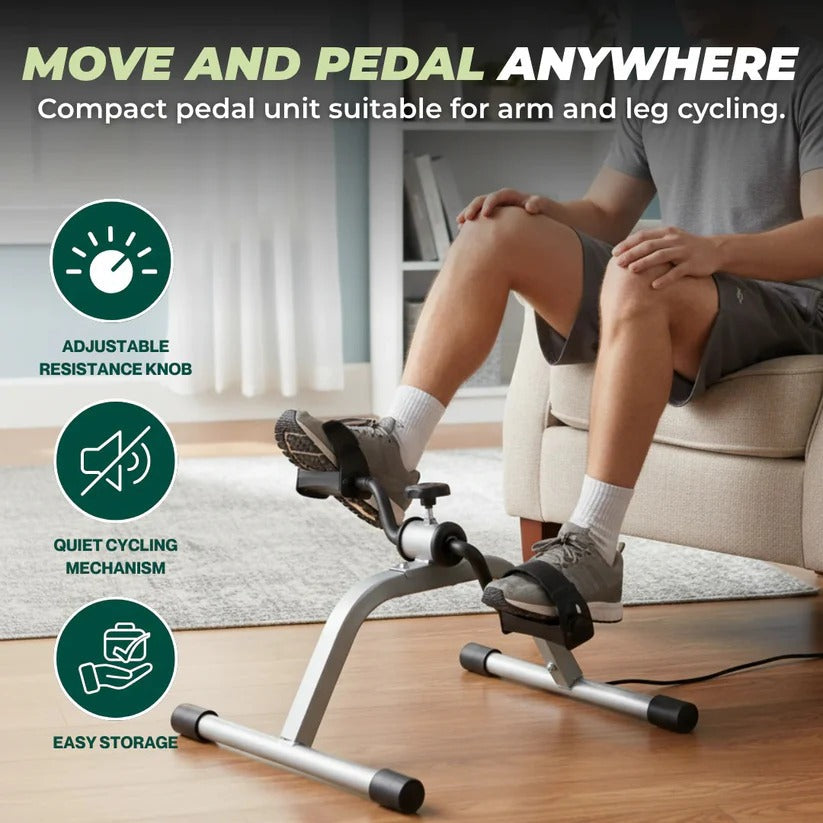 Lightweight Desk Cycle Foot Pedal Trainer with Adjustable Tension for Seated Exercise