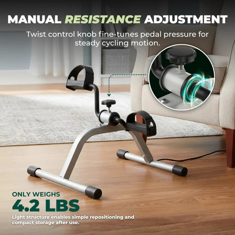Lightweight Desk Cycle Foot Pedal Trainer with Adjustable Tension for Seated Exercise