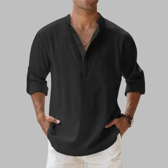 Men's Breathable Linen Button Down Short Sleeve Top for Summer and Warm Climate Wear