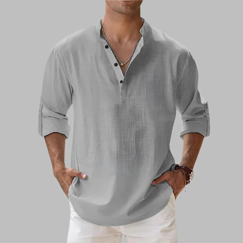 Men's Breathable Linen Button Down Short Sleeve Top for Summer and Warm Climate Wear