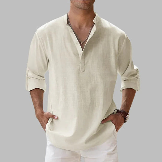 Men's Breathable Linen Button Down Short Sleeve Top for Summer and Warm Climate Wear