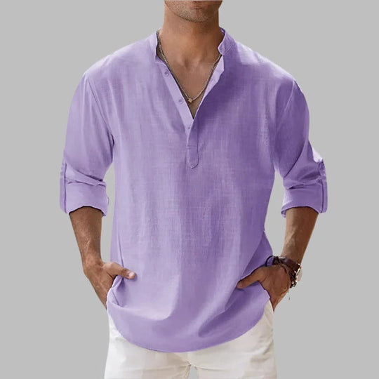 Men's Breathable Linen Button Down Short Sleeve Top for Summer and Warm Climate Wear