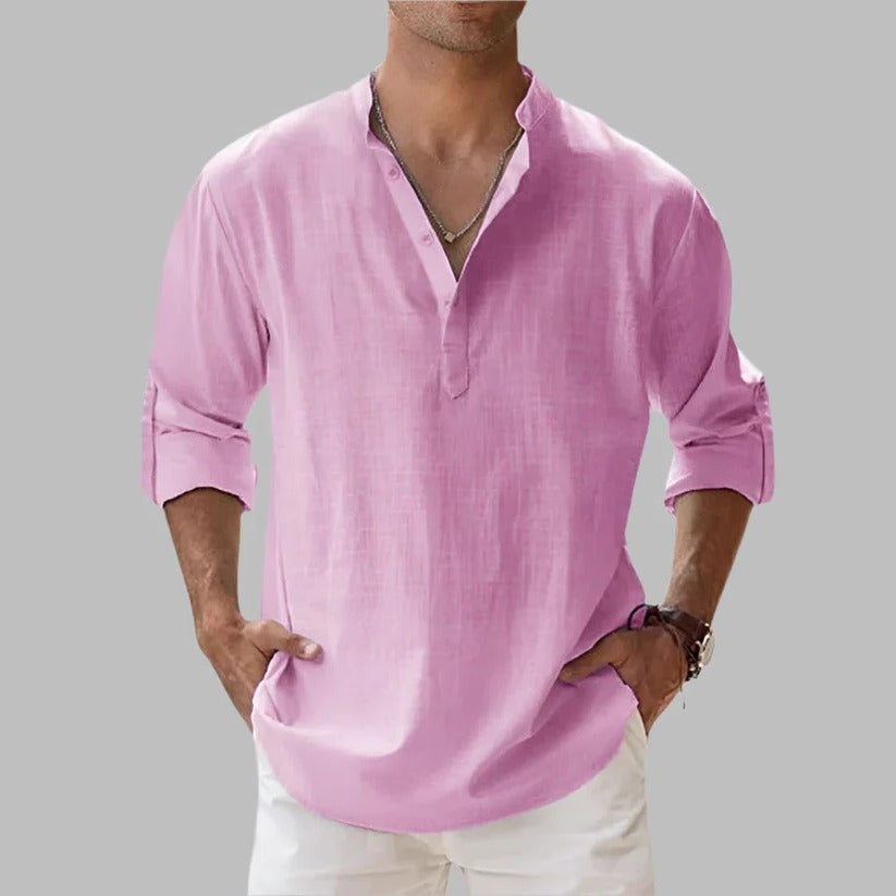 Men's Breathable Linen Button Down Short Sleeve Top for Summer and Warm Climate Wear