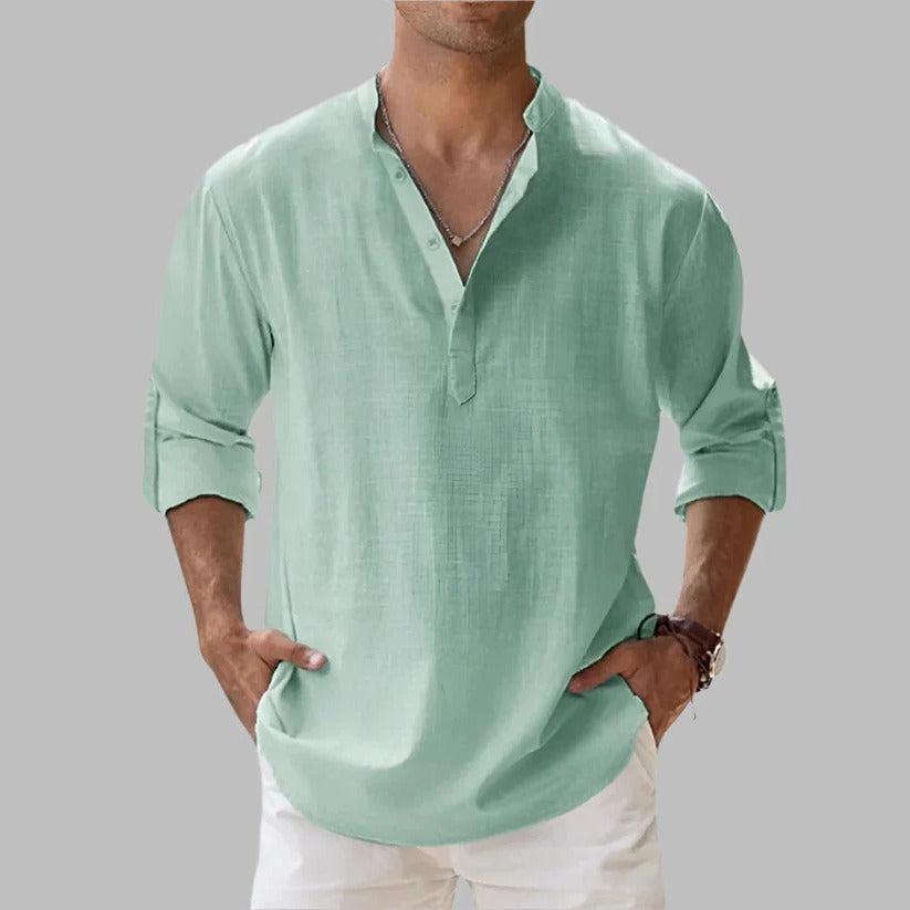 Men's Breathable Linen Button Down Short Sleeve Top for Summer and Warm Climate Wear