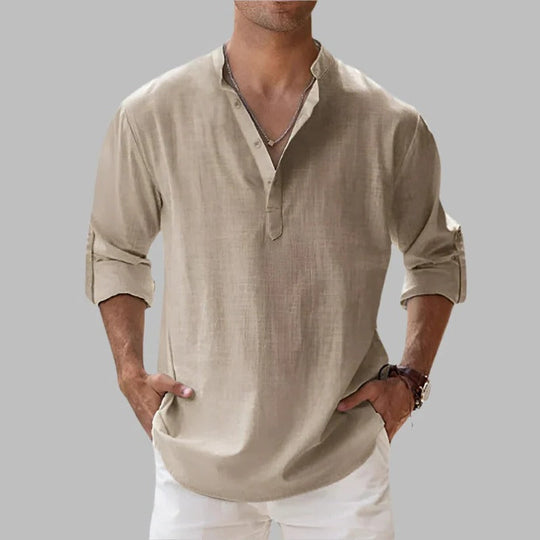 Men's Breathable Linen Button Down Short Sleeve Top for Summer and Warm Climate Wear
