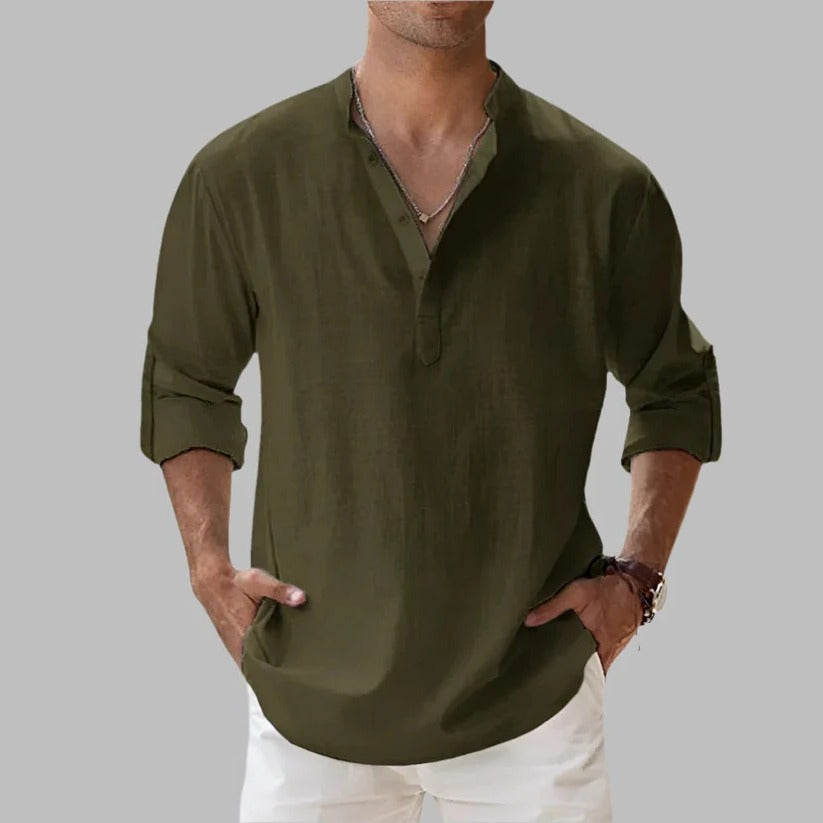 Men's Breathable Linen Button Down Short Sleeve Top for Summer and Warm Climate Wear