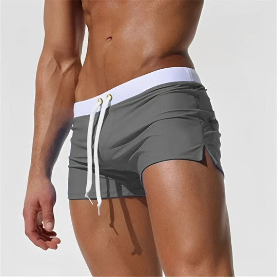 Men's Quick Dry Swim Shorts with Inner Mesh Brief and Adjustable Waist Tie
