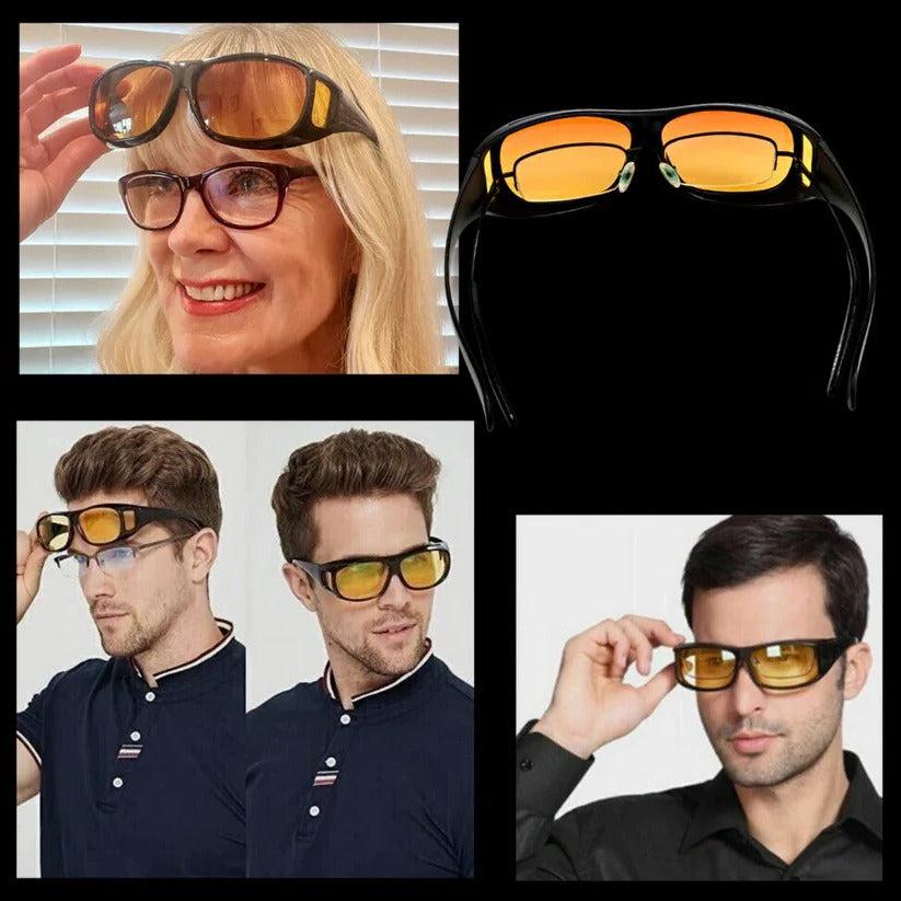 Wraparound Anti-Glare Night Driving Eyewear with Polarised Yellow Tinted Lens