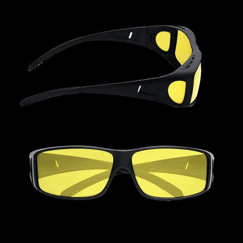 Wraparound Anti-Glare Night Driving Eyewear with Polarised Yellow Tinted Lens