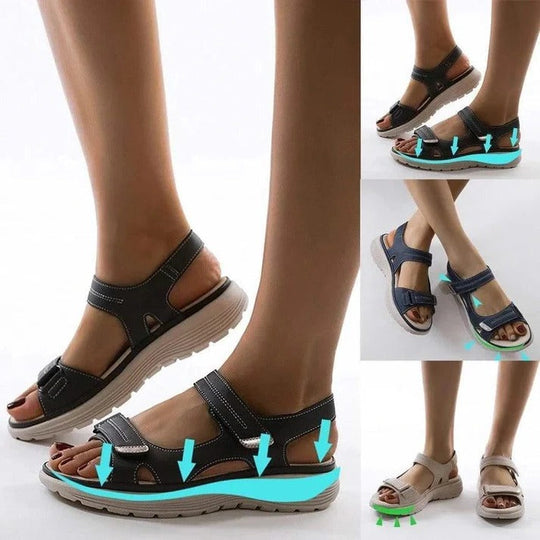 Women's Adjustable Strap Sport Sandals with Wedge Cushion Support