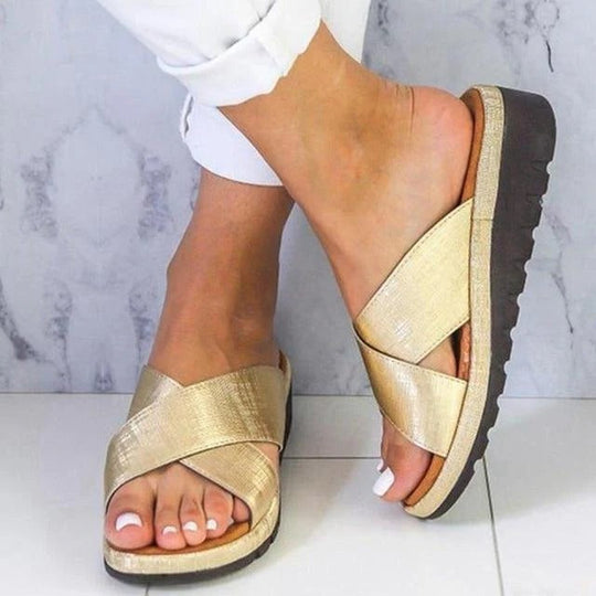 Women's Ankle Strap Platform Sandals with Open Toe and Stacked Wedge