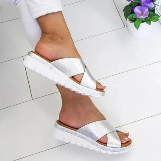 Women's Ankle Strap Platform Sandals with Open Toe and Stacked Wedge