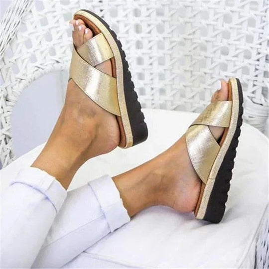 Women's Ankle Strap Platform Sandals with Open Toe and Stacked Wedge
