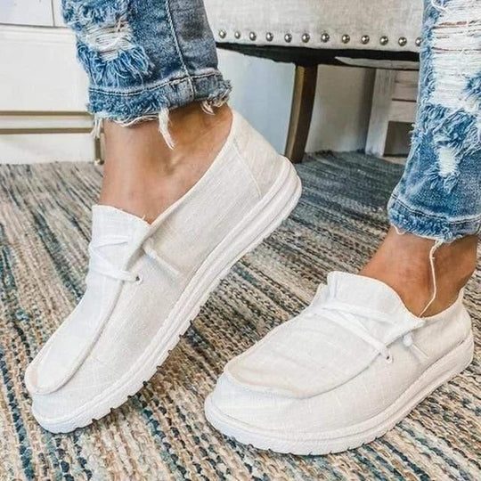 Women's Wide Toe Box Canvas Sneakers with Stretch Band and Cushioned Insole