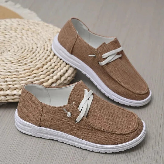 Women's Wide Toe Box Canvas Sneakers with Stretch Band and Cushioned Insole