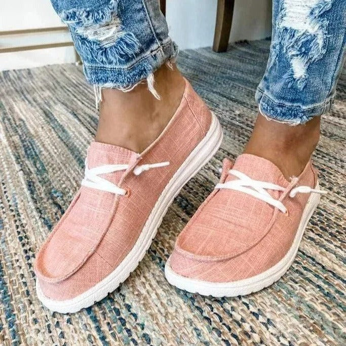 Women's Wide Toe Box Canvas Sneakers with Stretch Band and Cushioned Insole
