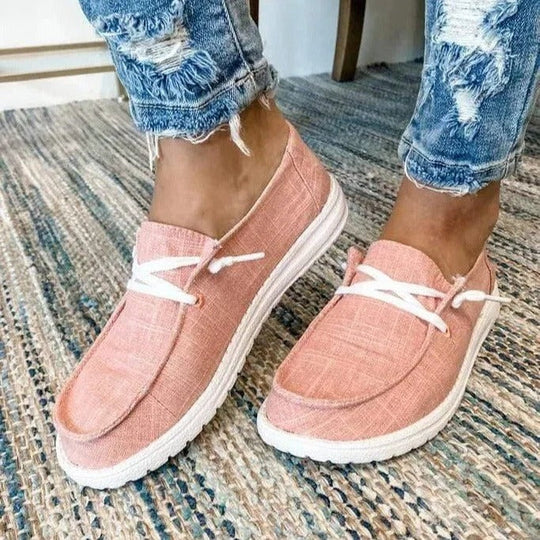 Women's Wide Toe Box Canvas Sneakers with Stretch Band and Cushioned Insole