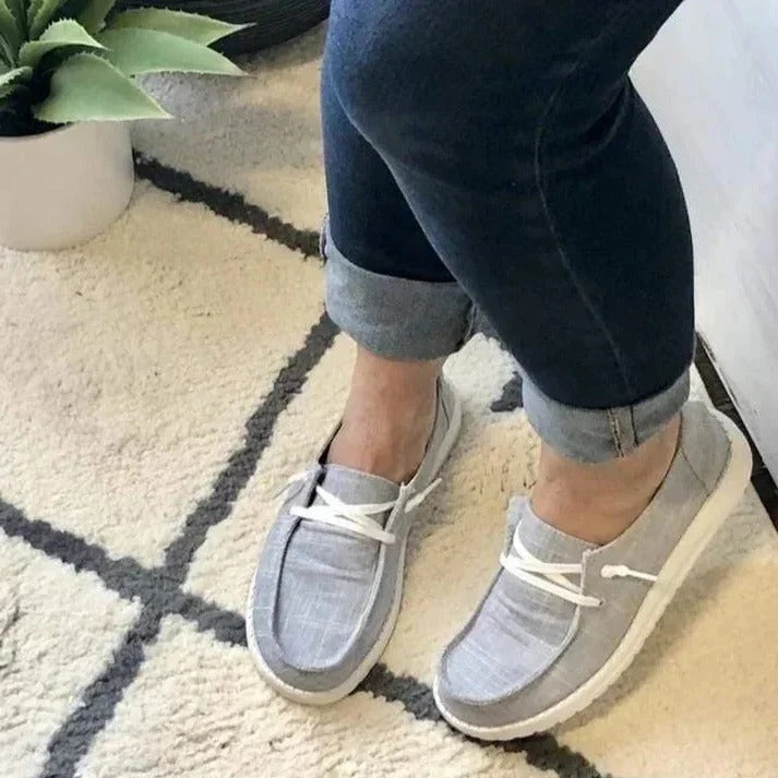 Women's Wide Toe Box Canvas Sneakers with Stretch Band and Cushioned Insole