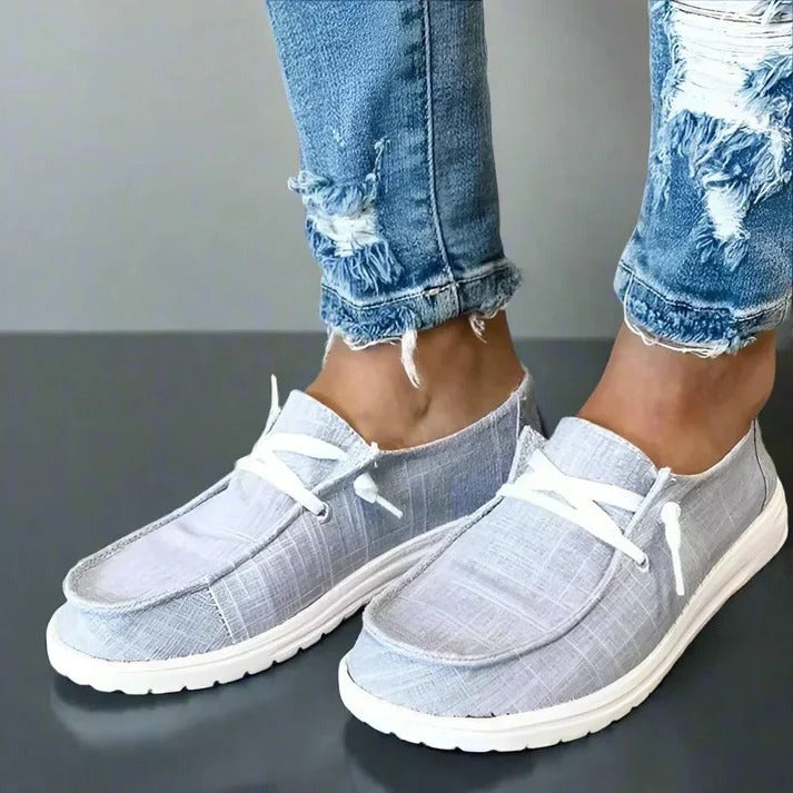 Women's Wide Toe Box Canvas Sneakers with Stretch Band and Cushioned Insole