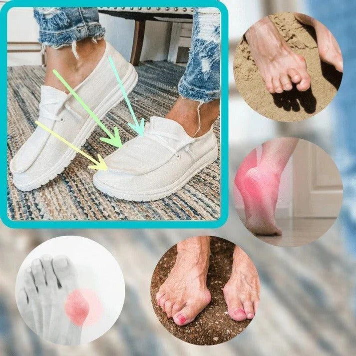 Women's Wide Toe Box Canvas Sneakers with Stretch Band and Cushioned Insole