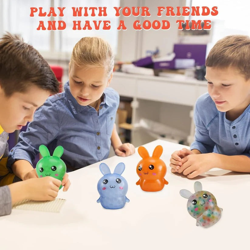 Easter Bunny Squeeze Balls 4 Pack for Desk Use and Basket Fillers