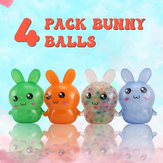 Easter Bunny Squeeze Balls 4 Pack for Desk Use and Basket Fillers