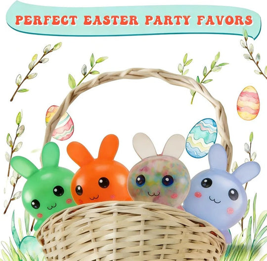 Easter Bunny Squeeze Balls 4 Pack for Desk Use and Basket Fillers