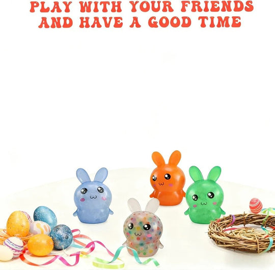 Easter Bunny Squeeze Balls 4 Pack for Desk Use and Basket Fillers