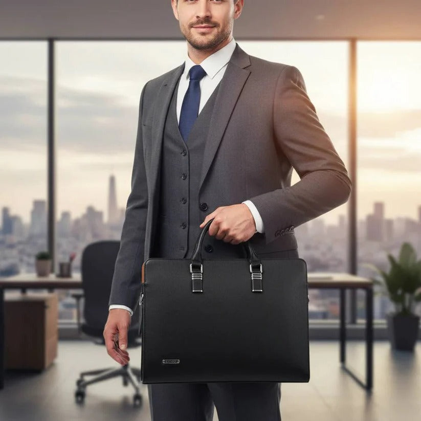 Leather Laptop Shoulder Bag for Men, Fits 14 to 15 Inch Laptops