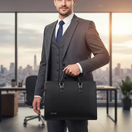 Leather Laptop Shoulder Bag for Men, Fits 14 to 15 Inch Laptops
