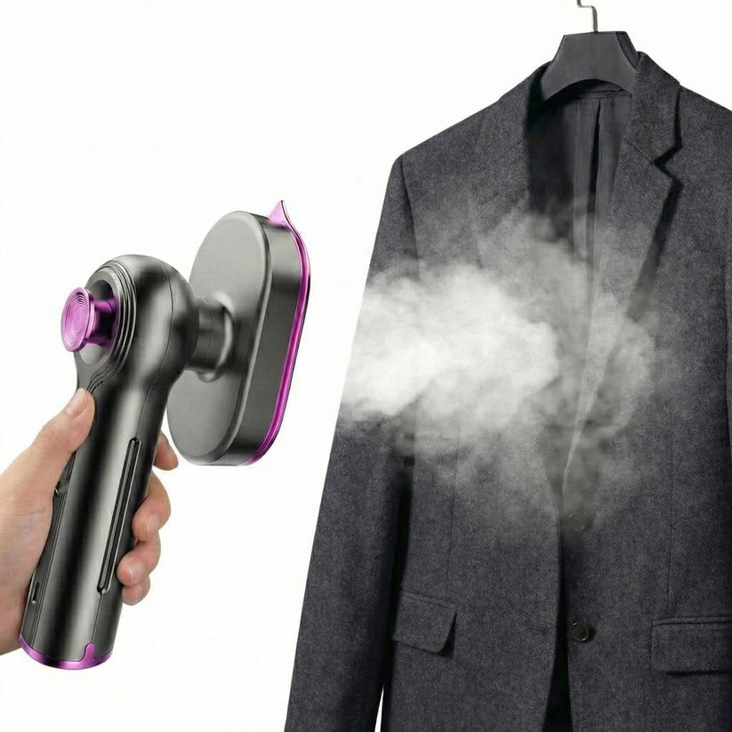 Portable Garment Steamer with Rotating Handle and Visible Water Tank