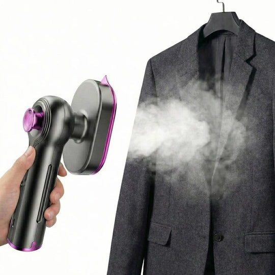 Portable Garment Steamer with Rotating Handle and Visible Water Tank