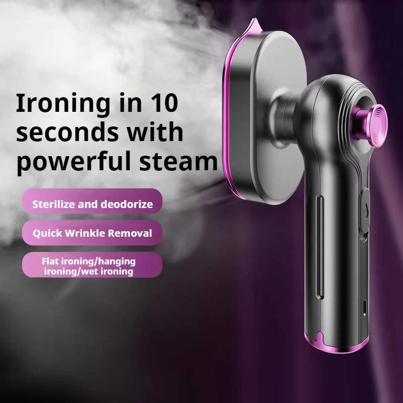 Portable Garment Steamer with Rotating Handle and Visible Water Tank