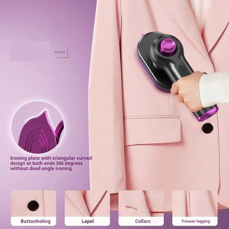 Portable Garment Steamer with Rotating Handle and Visible Water Tank