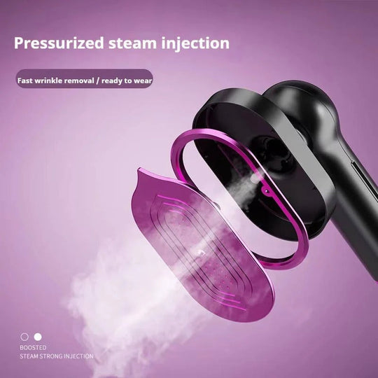 Portable Garment Steamer with Rotating Handle and Visible Water Tank