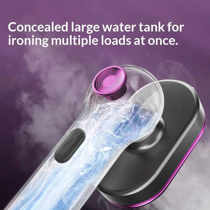 Portable Garment Steamer with Rotating Handle and Visible Water Tank