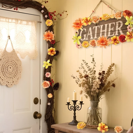 Silk Rose and Daisy Artificial Flower Heads for DIY Wreaths