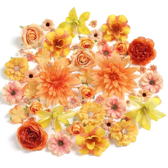 Silk Rose and Daisy Artificial Flower Heads for DIY Wreaths